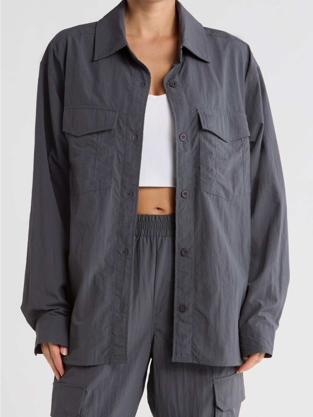 FAITH CONNEXION Crinkle Textured Shacket